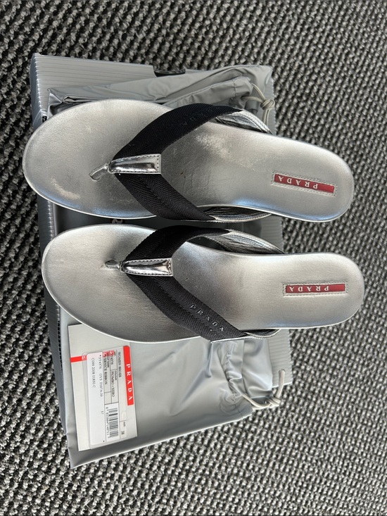 Prada Shoes - Prada Vernice Ribbon Wedge Thong Sandal